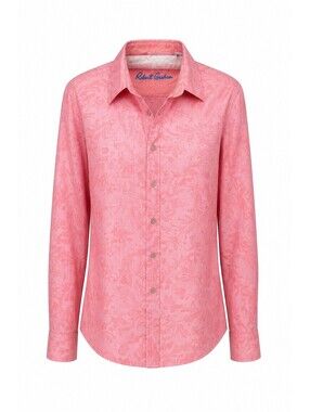 Robert Graham Coral Pink Paisley Embroidered Shirt Size 3XL